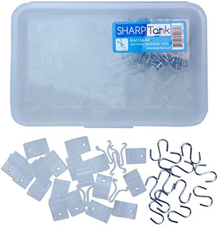 Sharp TANK clear Grid Clips - 150 Pc Set plafon cârlig Kit Perfect pentru agățat clasă decoratiuni, semne, decor din picătură