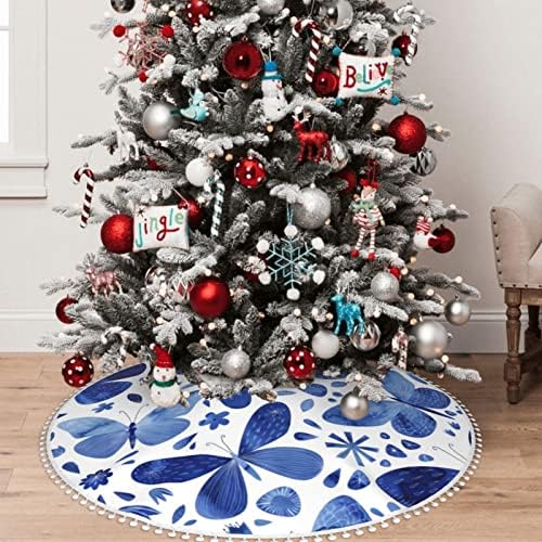 Acuarele albastre cu fluture de Crăciun decorațiuni Fuste Farmhouse pentru veselă pentru vacanță pentru petreceri de vacanță