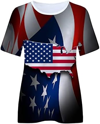 Femei Ziua Independenței Tricouri American Flag Print tunica Topuri Vrac maneca scurta V gât 4 iulie Tees Bluze