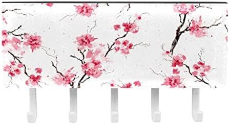 GUEROTKR cârlige pentru agățat, cârlige adezive de perete, cârlige autoadezive, model fără sudură cu crenguță de flori roz
