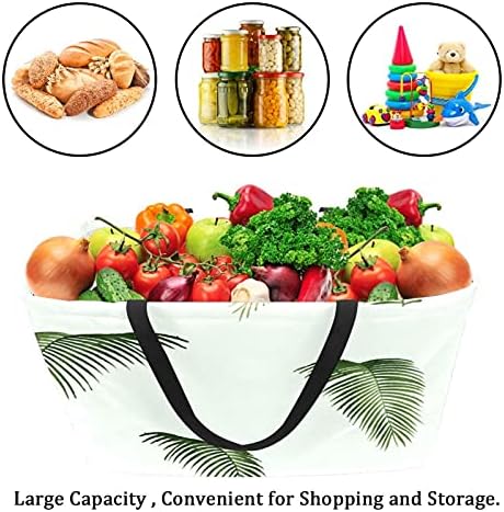 Coș de cumpărături reutilizabile model de frunze tropicale Portabil Portabil Picnic Genti alimentare Coș de spălătorie pentru