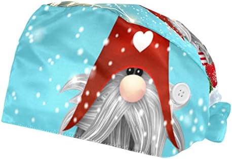 Niaocpwy 2 pachet scandinav gnomi de Crăciun Capace de lucru cu bandă de transpirație pentru bărbați pentru femei, șapcă de turban cu scrub bouffant