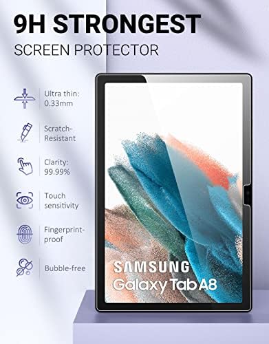 Protector de ecran Moko se potrivește Samsung Galaxy Tab A8 10.5 inch 2022, [2-pack] Anti-zgârietură rotundă 9H duritate Ultra