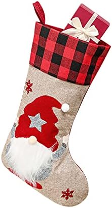 Stock -uri de ciorapi de Crăciun Red Plaid Gnome decorațiuni familiale agățate ornament de ciorapi pentru vacanță de Crăciun