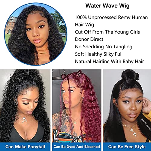 Oxeyegirl Glueless Peruci Păr Uman pre smuls cu Baby Hair Water Wave 4x4 Dantelă închiderea peruci peruci păr uman pentru femei
