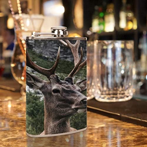 Hip Flask pentru lichior din oțel inoxidabil Leakproof cu pâlnie 7.7 oz capac din piele mare cadou idee Flask-Antelope