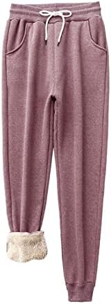 Pantaje de pulover Dsodan Fleece pentru femei SHERPA Pantaloni căptușiți de iarnă cald Atletic Jogger Pantaloni termici confortabili