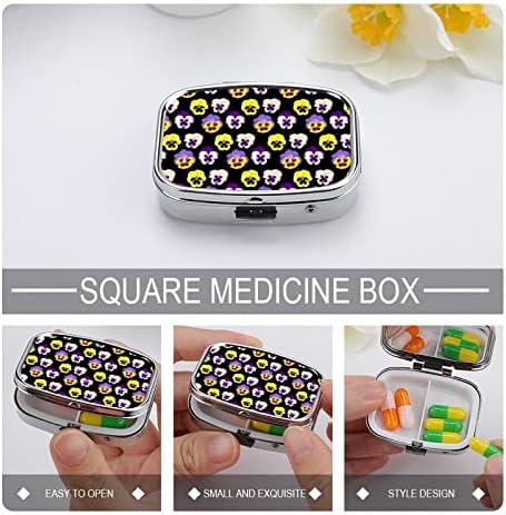 Pilula cu pastile Pansy Flori Modele în formă de pătrat Tablet Tablet Carcasă portabilă Pilula pentru Pilule Vitamina Container