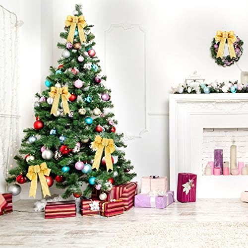 10 bucăți sclipici de Crăciun arcuri cu panglică arbori de Crăciun ornamente atârnate pentru vacanță decorațiuni de Crăciun