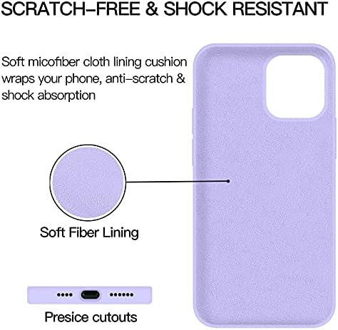 Carcasă Zvastt iPhone 12, iPhone 12 Pro Carcasă Pro Liquid Silicon Gel cauciuc subțire Slim Anti-Rusch Antrech Achiding Cover Full Body Cover de protecție pentru protecție pentru șocuri pentru iPhone 12/12 Pro 6.1 , Purple