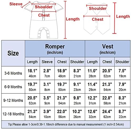 A&J Design Baby Boys Outfit, 3pcs Gentleman Romper & Vest & Hat （3-18 luni