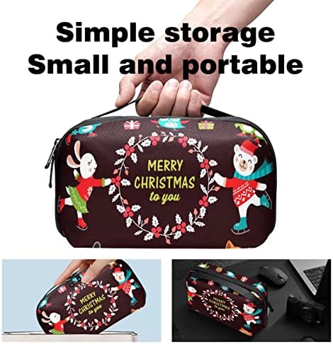 Carcasă cu carcasă pungă de călătorie organizant USB Organizator de buzunar Accesoriu cu fermoar Portofel, animale de Crăciun