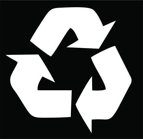 Simbol de reciclare Autocolant de decupaj de vinil alb de 4.5 - Notebook, laptop, iPad, fereastră, perete, mașină, camion,