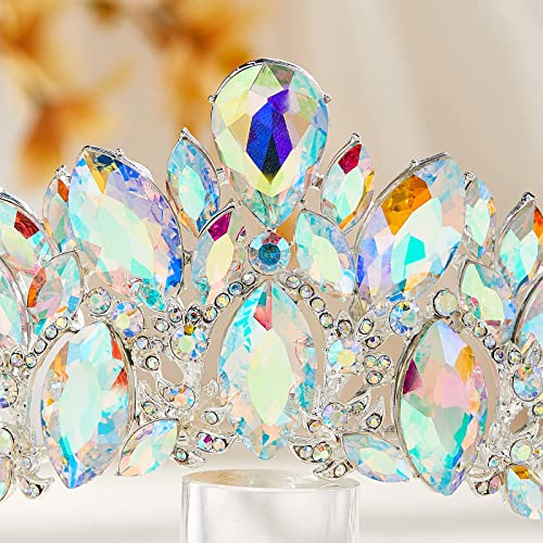 AW mireasa diademe și coroana pentru femei, AB Stras Regina Crown Princess Headband Accesorii de par pentru petrecerea de ziua