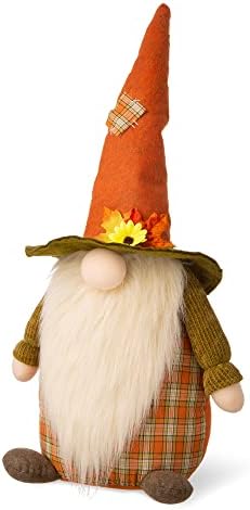 Glitzhome handmade suedez tomte toamna halloween Crăciun elf cadouri țesătură GNOME STANDING Decor, 24 H, Orange