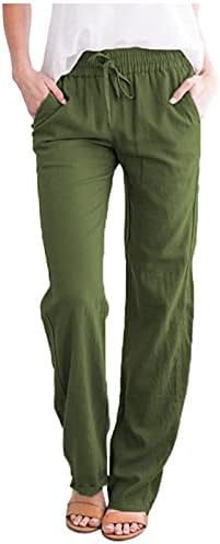 Pantaloni de lenjerie de bumbac Wocachi pentru femei, Pantaloni Casual de vară cu Picior Larg Palazzo Lounge Pantaloni Pantaloni