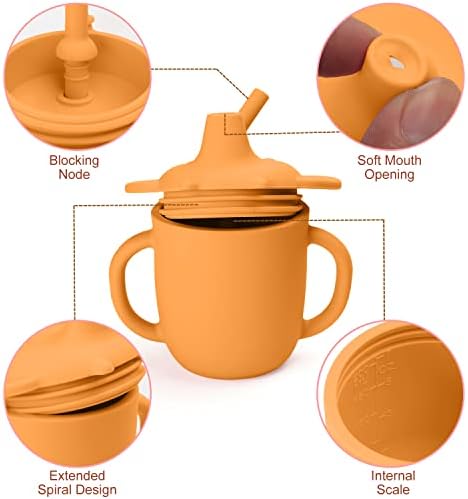 Toddler Sippy cupe, Silicon Paie Cupa deversare dovada cu mânere pentru copil 6 + luni, primii ani de formare cupe pentru 1