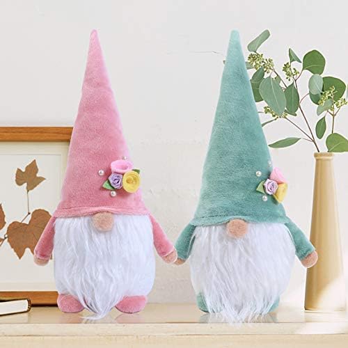 Myh Deco Pack 2 Gnome de Paște decor de vacanță - Gnomi de pluș tomte handmade, pluș suedez de primăvară, decor pentru casă