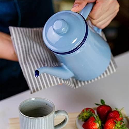 Kutdyk 1000ml Telepot de email retro Teapot cu frunze libere ceai de ceai de ceai de ceai de ceai de bucătărie