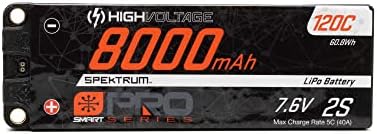 Spektrum 7.6 v 8000mAh 2s 120C Smart Pro Race Hardcase baterie LiHV: tuburi, 5mm, SPMX82S120HT