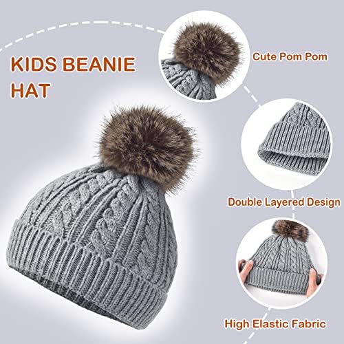 Copii pălărie mănuși eșarfă Set pentru Fete Baieti 1-12 ani iarna cald Fleece căptușite