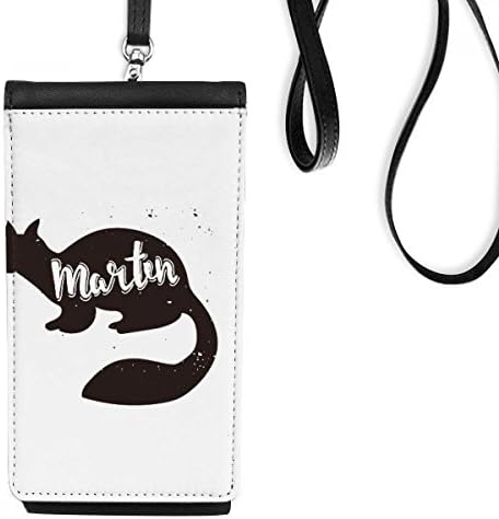 Marten alb -negru pentru animale portofelul de telefon agățat pungă mobilă buzunar negru