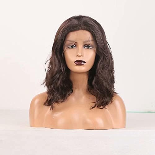 Xzgden Brown Body Wave Bob peruca scurt maro mijloc parte peruci dantela fata peruca pentru femei rezistente la căldură sintetice