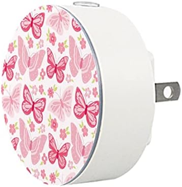 2 pachete plug-in plug-in LED LED Night Night Fluturi Pink cu senzor de amurg până la zori pentru cameră pentru copii, pepinieră,