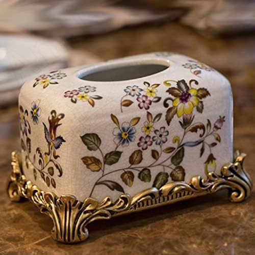 BBSJ pictat floare țesut cutie ceramică țesut cutie de depozitare aur relief suport de țesut de Jos