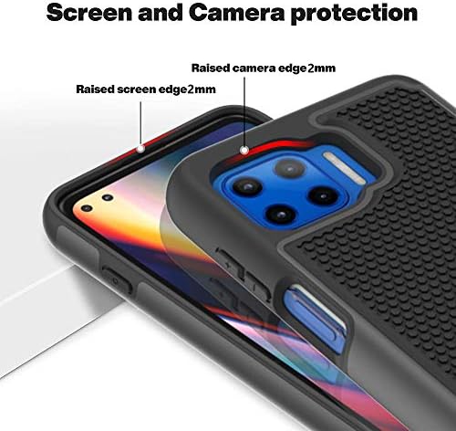 Yuanming compatibil cu carcasa Moto One 5G, cu protector de ecran [Absorbție de șoc] Hybrid Dual Layer TPU și capac din spate dur Cover de protecție pentru protecție pentru Motorola Moto One 5G