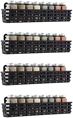 Bycy 4 Pack Spice Rack Organizator Suport pentru montare de perete, suport pentru condimente adezive pentru dulap pentru bucătărie,
