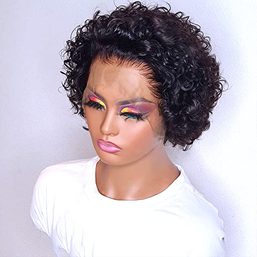 BOSDIOS Păr Brazilian Pixie tăiat peruci 8 inch peruci scurte peruci peruci peruci pentru Femei negre Glueless 150% densitate
