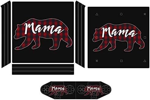 Mama Bear Plaid Sticker Funny Sticker Protector pentru imprimare completă Putoasă subțire pentru decaluri pentru PS-4 Slim/PS-4