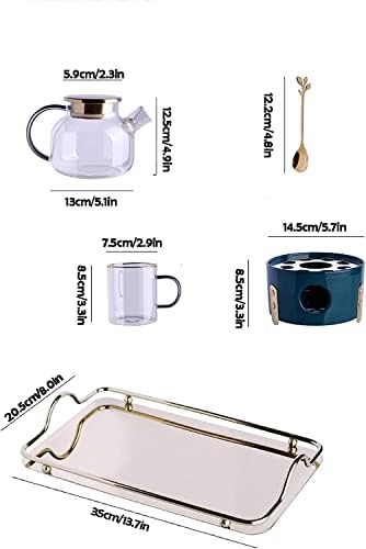 Set de ceai Gongfu razzum set de ceai de sticlă limpede seturi de ceai cu 6 cană seturi de ceai din lingură de ceai ceai de