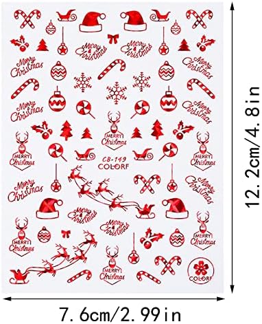 Lekode Christmas Stickers Snowman Santa Doodle Stickers Fun Stickers Abstract Decaluri de unghii 3D Sfaturi pentru design de