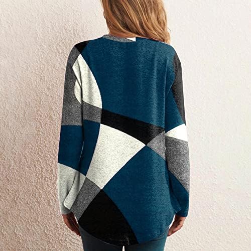 Narhbrg femei Casual Crewneck supradimensionate tricou Casual maneca lunga tricotate pulover confortabil moda culoare bloc
