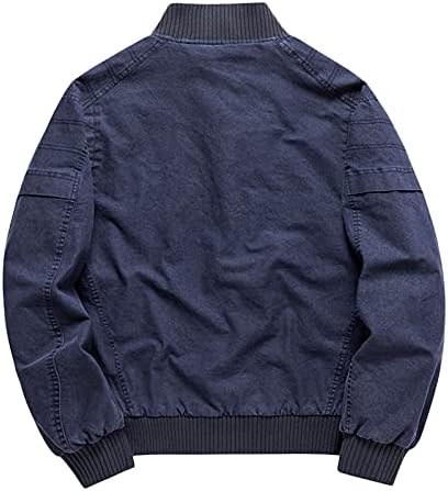 Jachetă cu fermoar pentru bărbați Zdfer Cardigan Winter Outdoor Leisure Retro Coat Fleece Plus Mărime de buzunar Panouri cald Outwear Blat