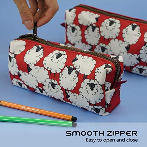 Lparkin Sheep Canvas Creion Carcasă Kawaii Pen pungă pentru pen pouch Stație de machiaj pentru machiaj pentru a face bag pentru gadget