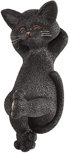 JFSM INC. Pisică neagră capricioasă așezată pe spate figurină drăguță colecție - colecție de pisici fericite - Cadouri iubitoare