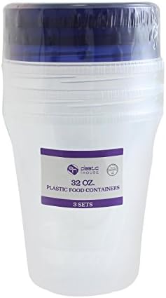 Ph clar Alimente din Plastic și containere de depozitare 32 oz cu capace Înșurubabile 3 Pack