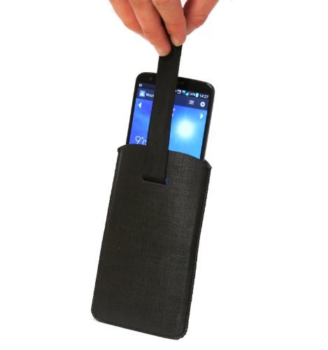 Navitech Black Pull Tab/Cord Husa Husa Compatibil cu OnePlus One & Archos 50 Neon