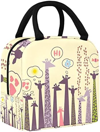 Colorat Girafa silueta Paint prânz sac izolate prânz cutie Picnic sac în aer liber școală Travel alimentare Container Cooler Tote saci pentru bărbați Femei