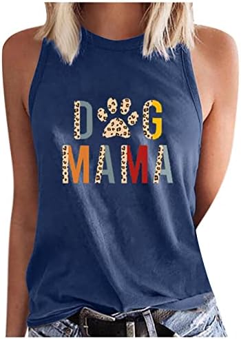 Dog Mama Tops Femei Cămăși Fără Mâneci Cu Gât Înalt 2023 Moda De Vară Maiouri Tricou Mama Tricouri De Bază