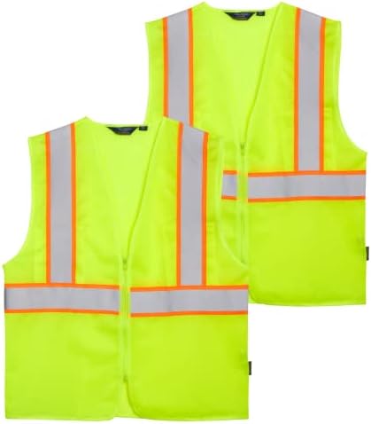 Bass Creek Outfitters Vestă de siguranță pentru bărbați - 2 pachet ANSI/ISEA Clasa 2 Vestă de lucru reflectorizantă cu vizibilitate
