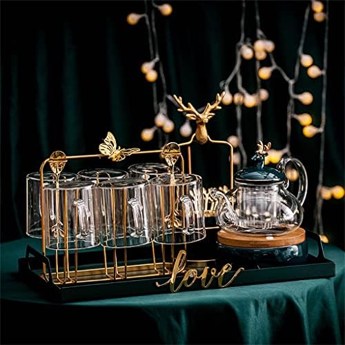 Yxbdn Nordic Flower Teapot Set Glass Gasnic Set de gospodărie Set după -amiază Fructe Furaje Floare Ceai Set de ceai Clădiție