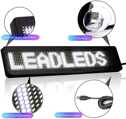 Leaddleds Bluetooth LED -uri cu semn de defilare de defilare a smartphone -ului programabil pentru ferestrele auto, magazinul,