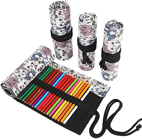 DIYOMR 24/36/72 Sloturi creion Wrap Rolls, creioane colorate pentru artist Roll Up Bing Perii scurte Pensule Pouch Case Creion
