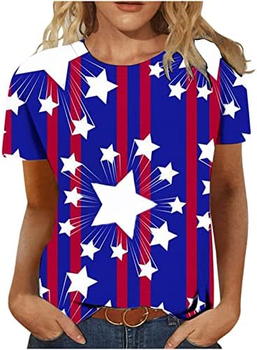 American Flag Tricouri pentru femei 4 iulie Topuri Grafic O-Neck maneca scurta T-Shirt Casual stele dungi Tee Bluze