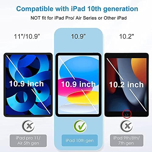 Carcasă XZC pentru iPad 10th Generation 10,9 inch 2022 Hapiul rezistent la șocuri rezistente cu suport rotativ/suport pentru
