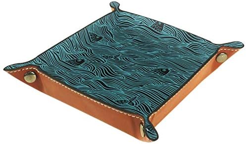 Lyetny Sea Fish Wave Blue Model Organizator Tavă de depozitare Cutie Noptieră Caddy Desktop Tavă Schimbare Portofel Portonaș